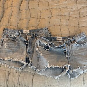 Agolde Light Blue Frayed Denim Cutoff Shorts Duo size 27